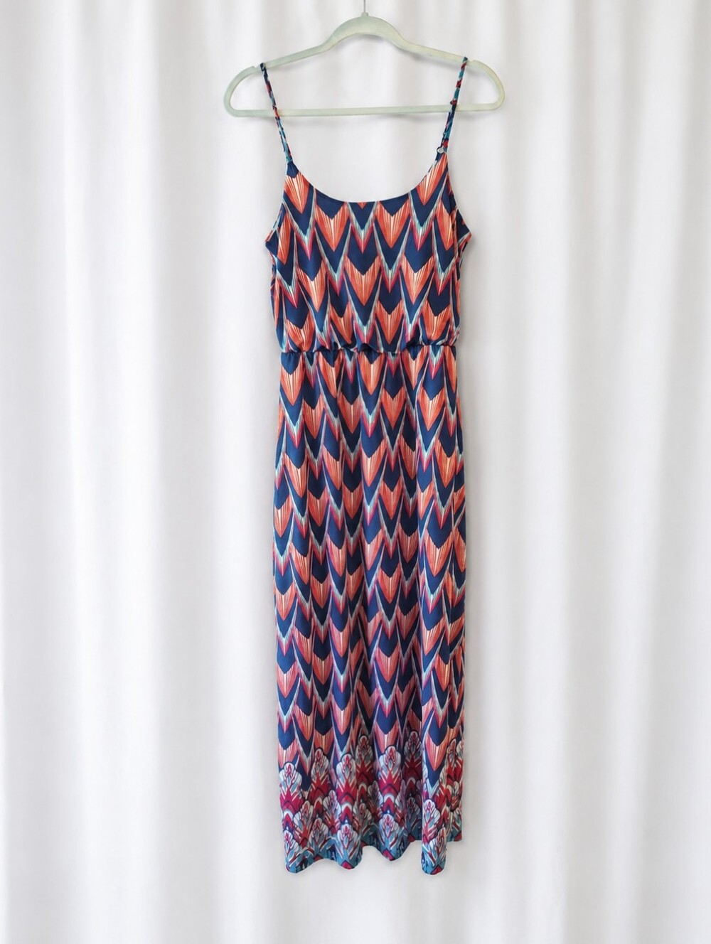 Justify Geometric Chevron Print Maxi Dress Sleeveless Spaghetti Strap Medium